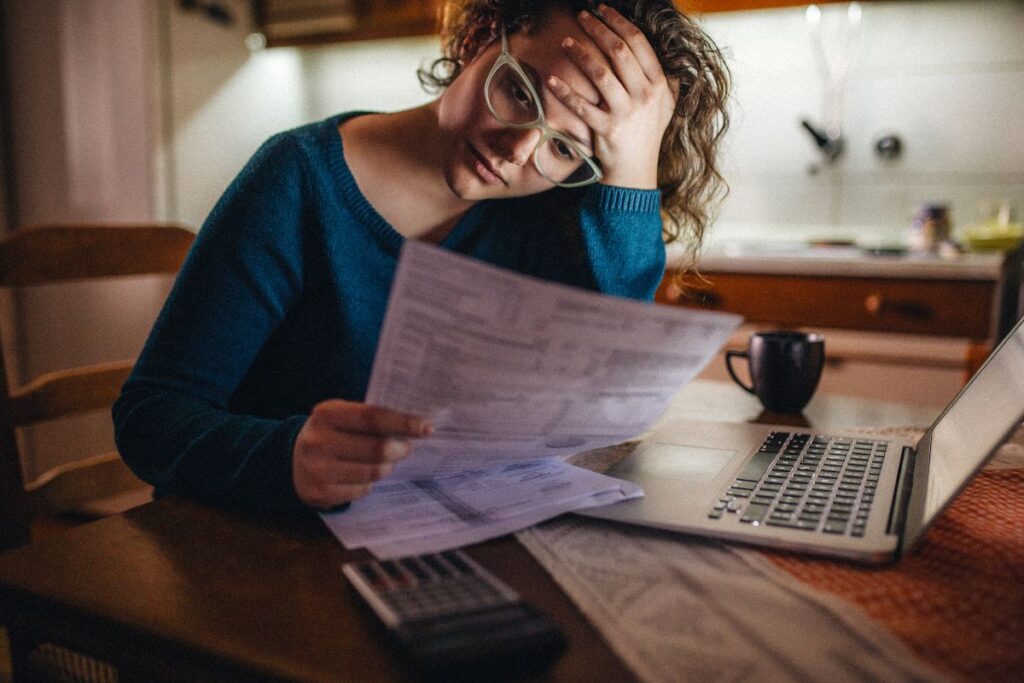Woman going through bankruptcy frustrated